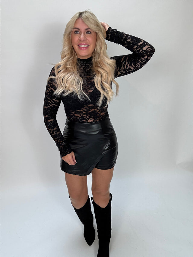 Hosenrock Night Fever BLACK Leder Optik