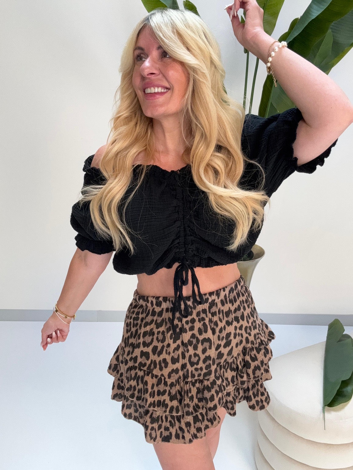 Musselin Hosenrock LEO LOVER cognac/schwarz