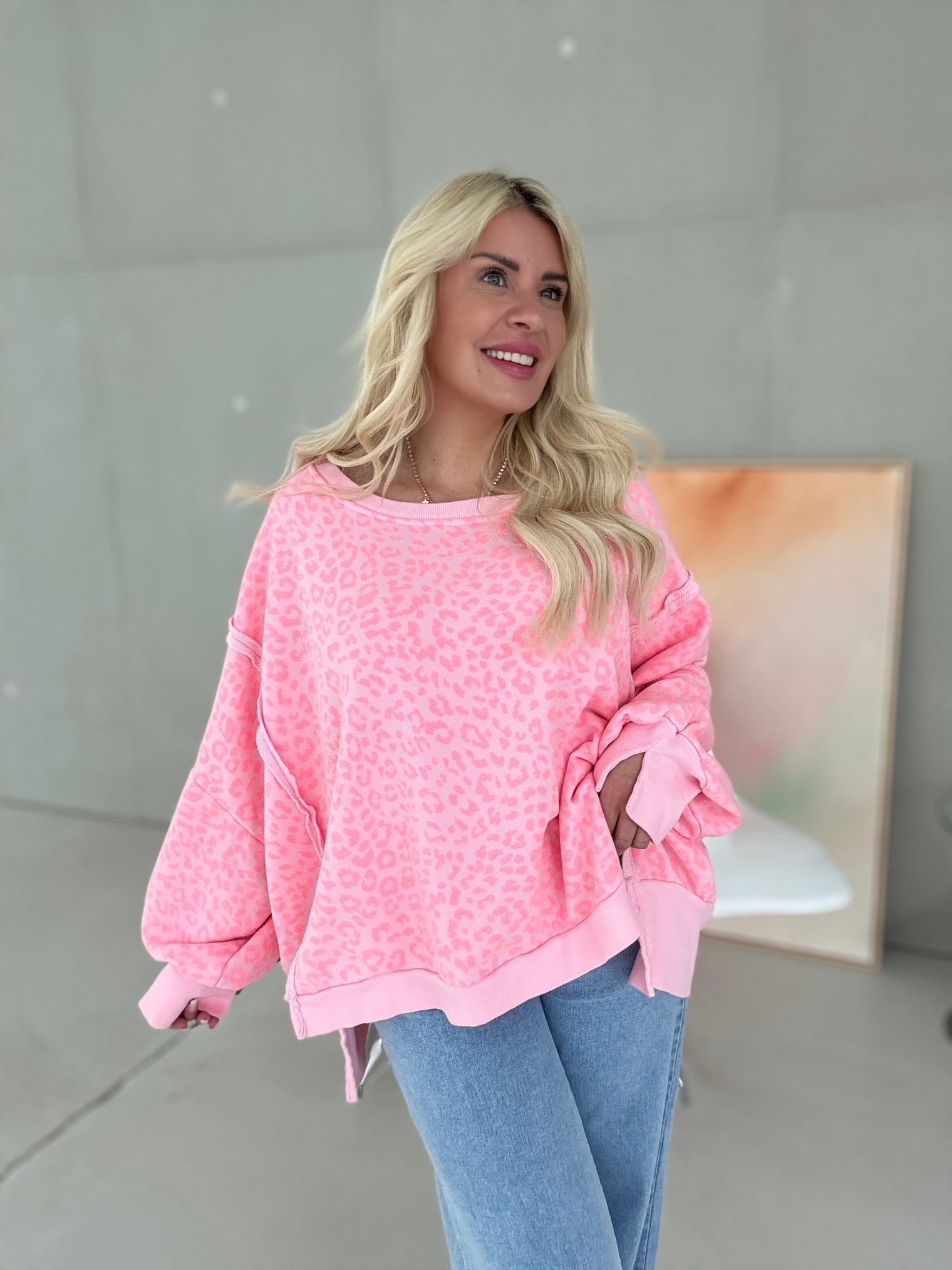 Sweater super weich rosa Leo Neon Pink