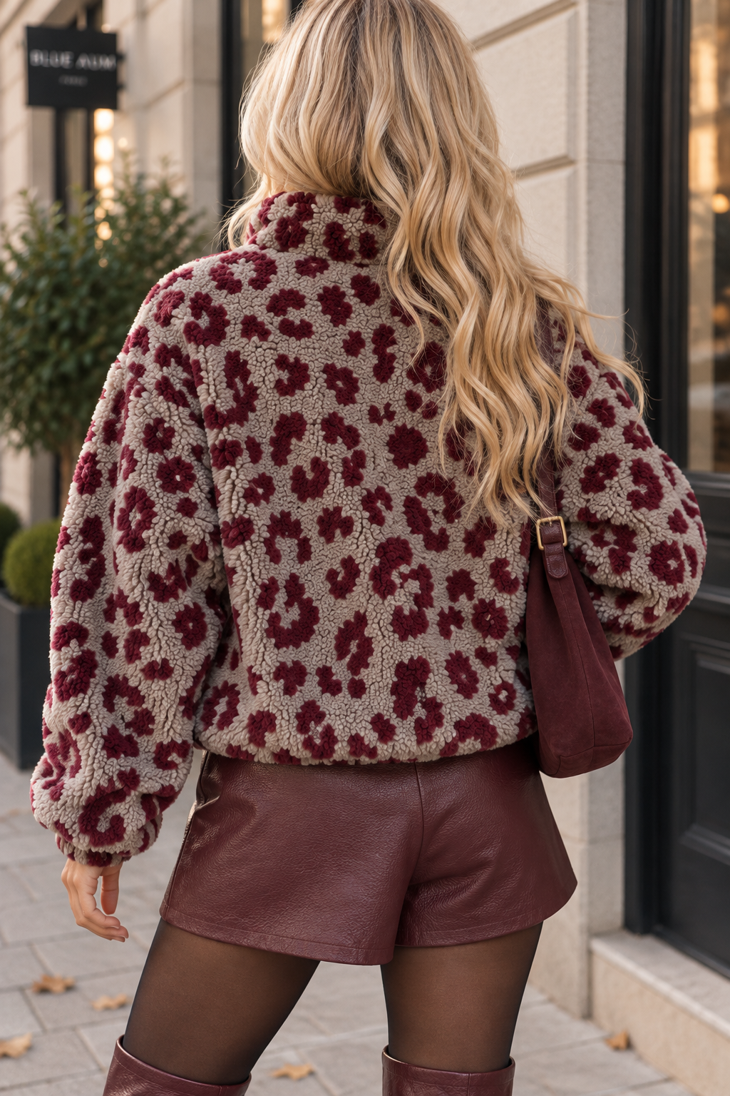 Kuschel Jacke LEO & Patch DRESS FOR YOURSELF taupe/burgundy