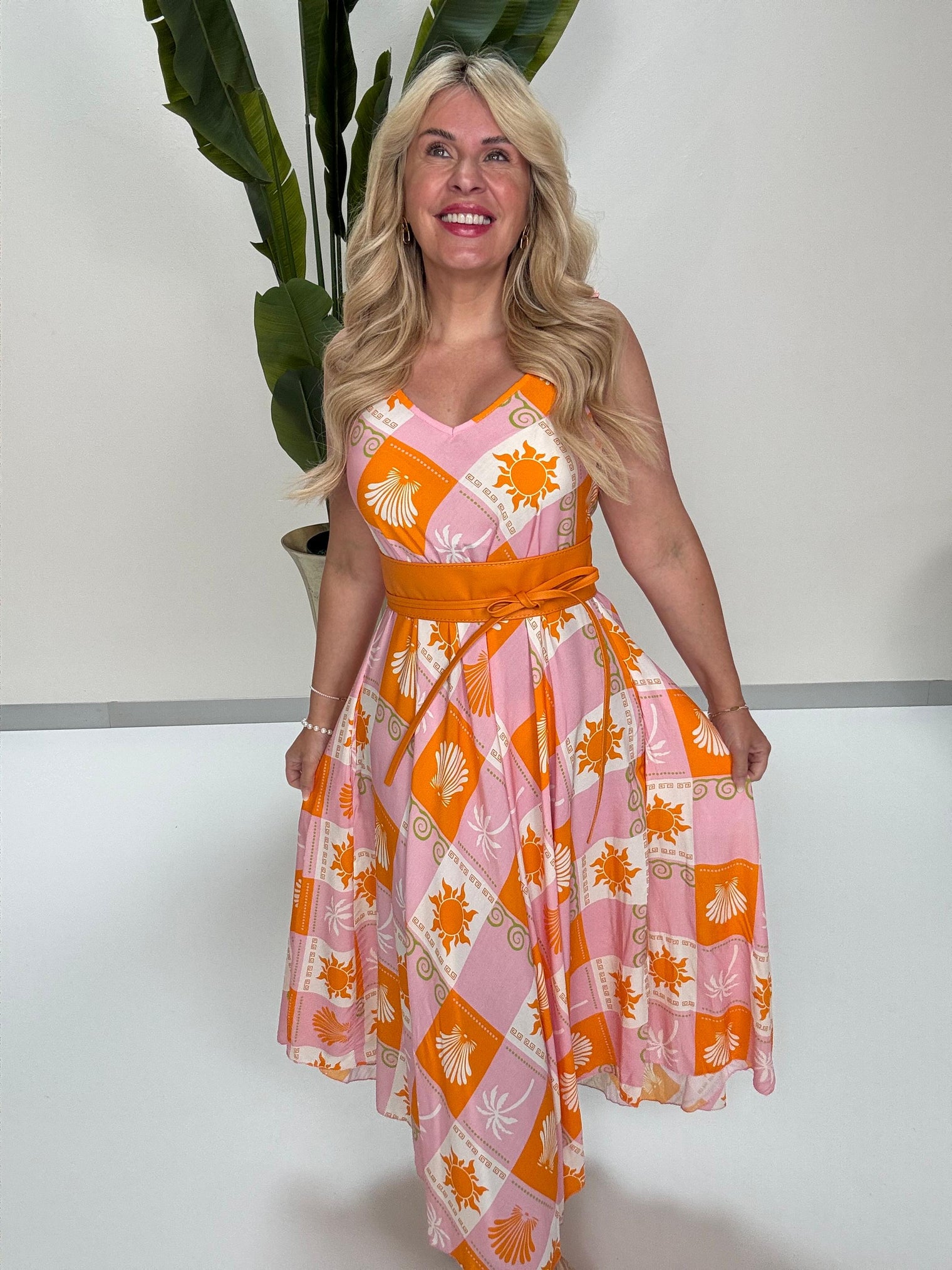 Leder Binde Gürtel ELEGANT ACCESSOIRE orange