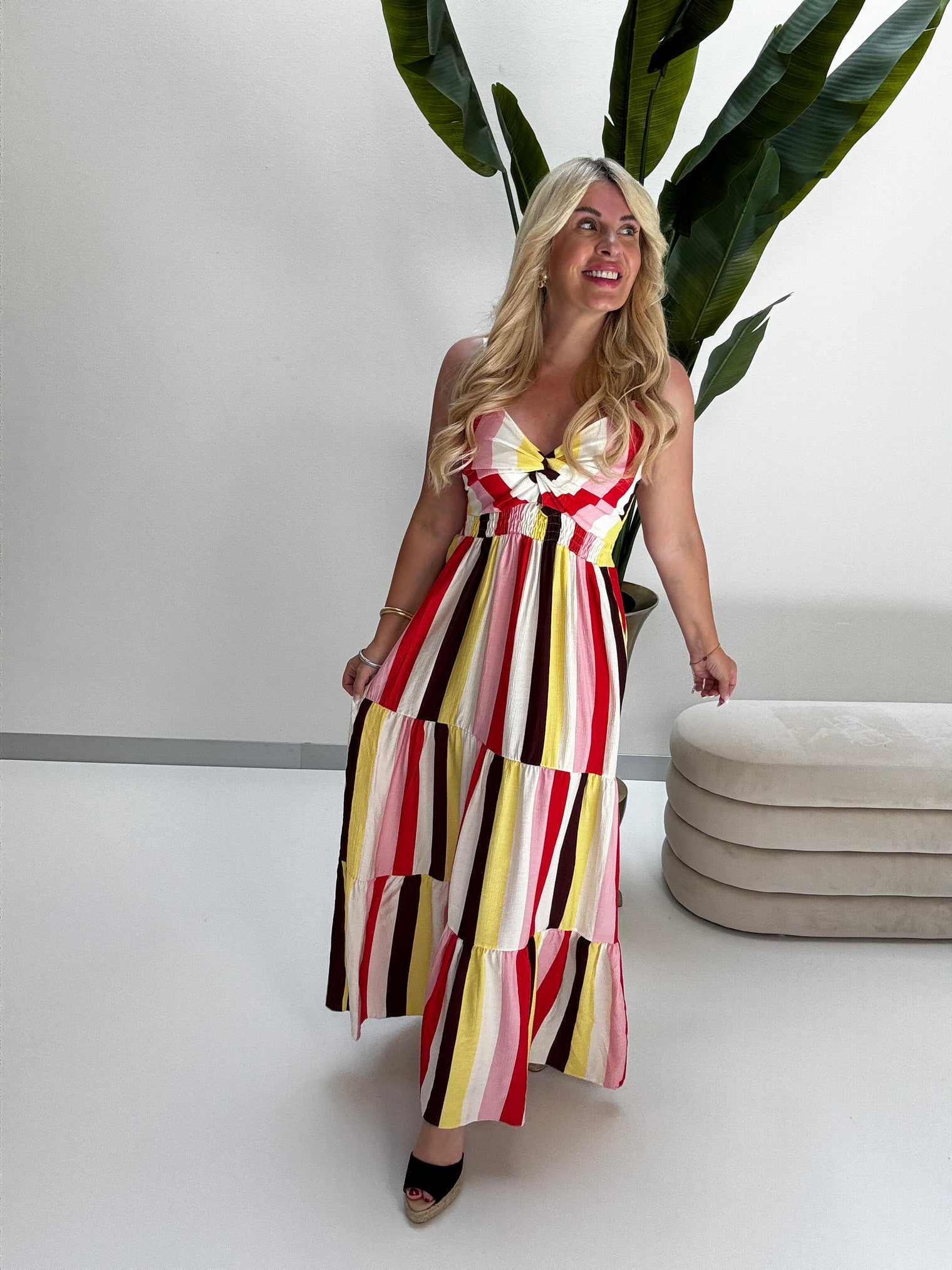 Luftiges Sommer Kleid FOREVER A BOHO GIRL rosa/weiß/buttermilk lemon/rot