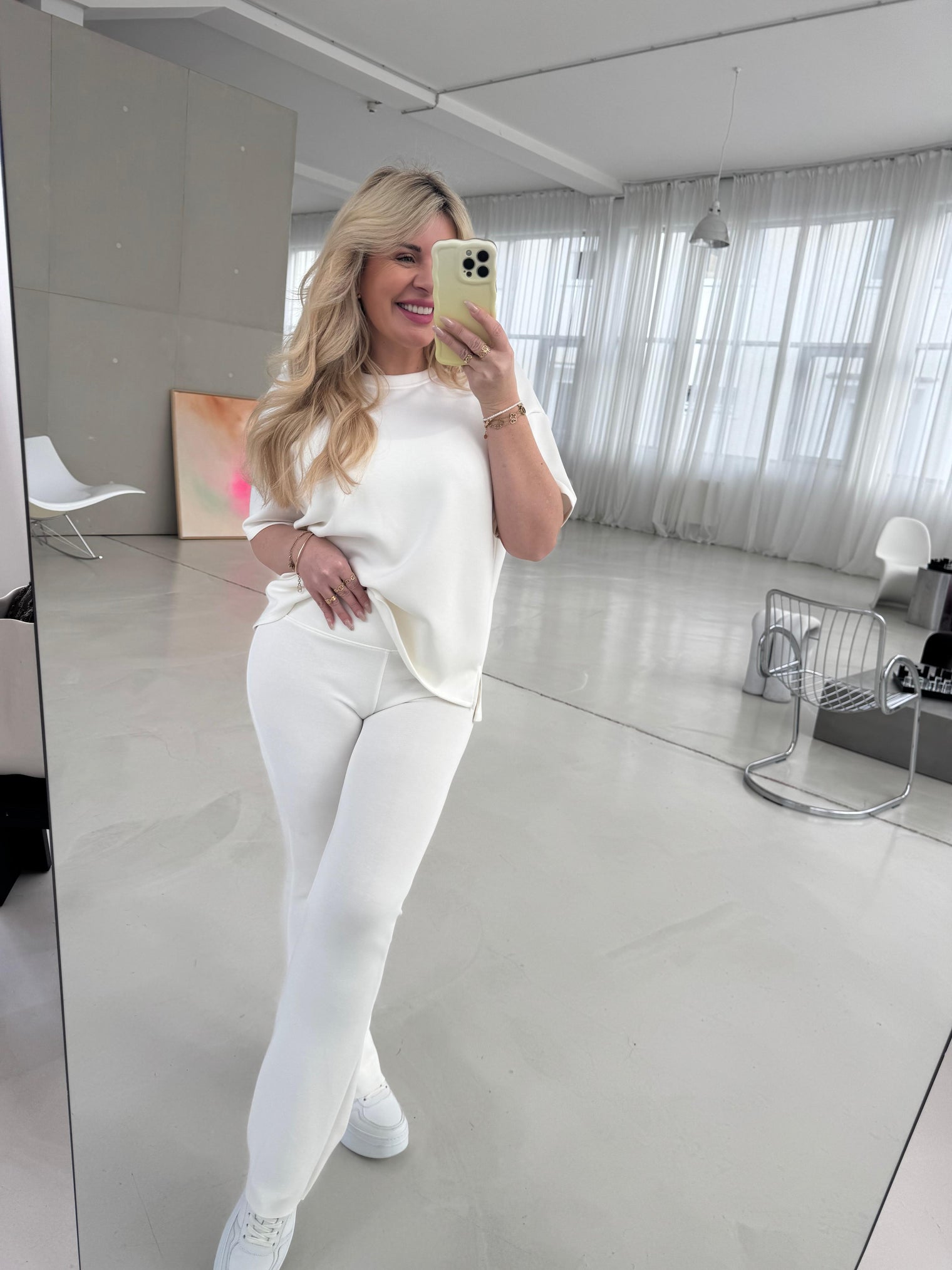 Leggings mit Schlag creme COZY TRENDSETTER