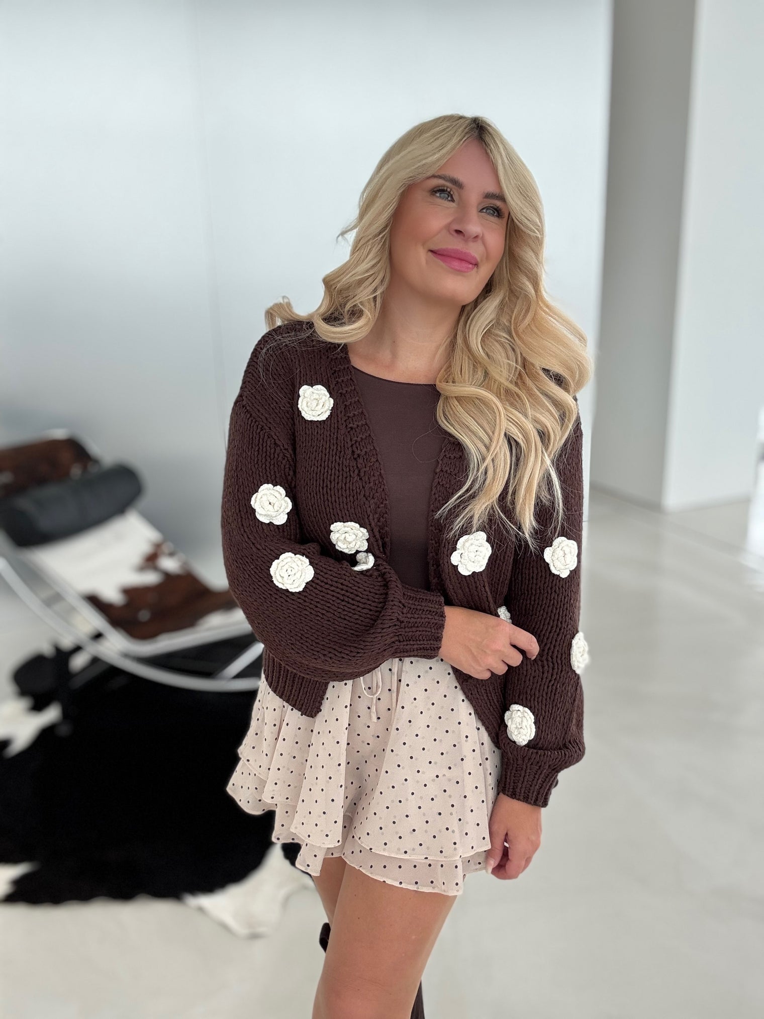Strickjacke ROSES chocolate mousse