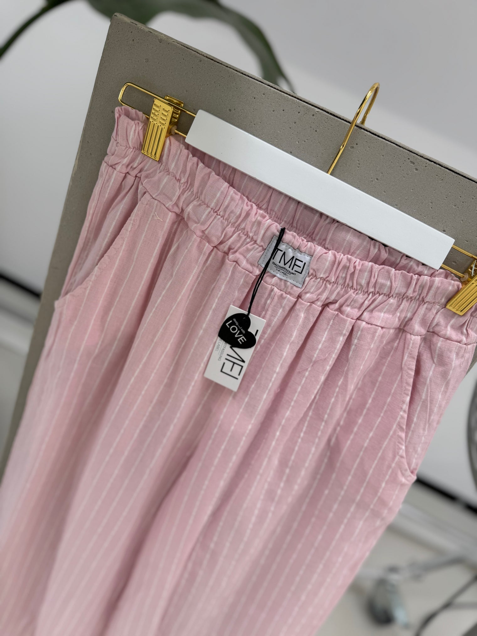 Signature Leinenhose CANDY ROSE zarte Streifen