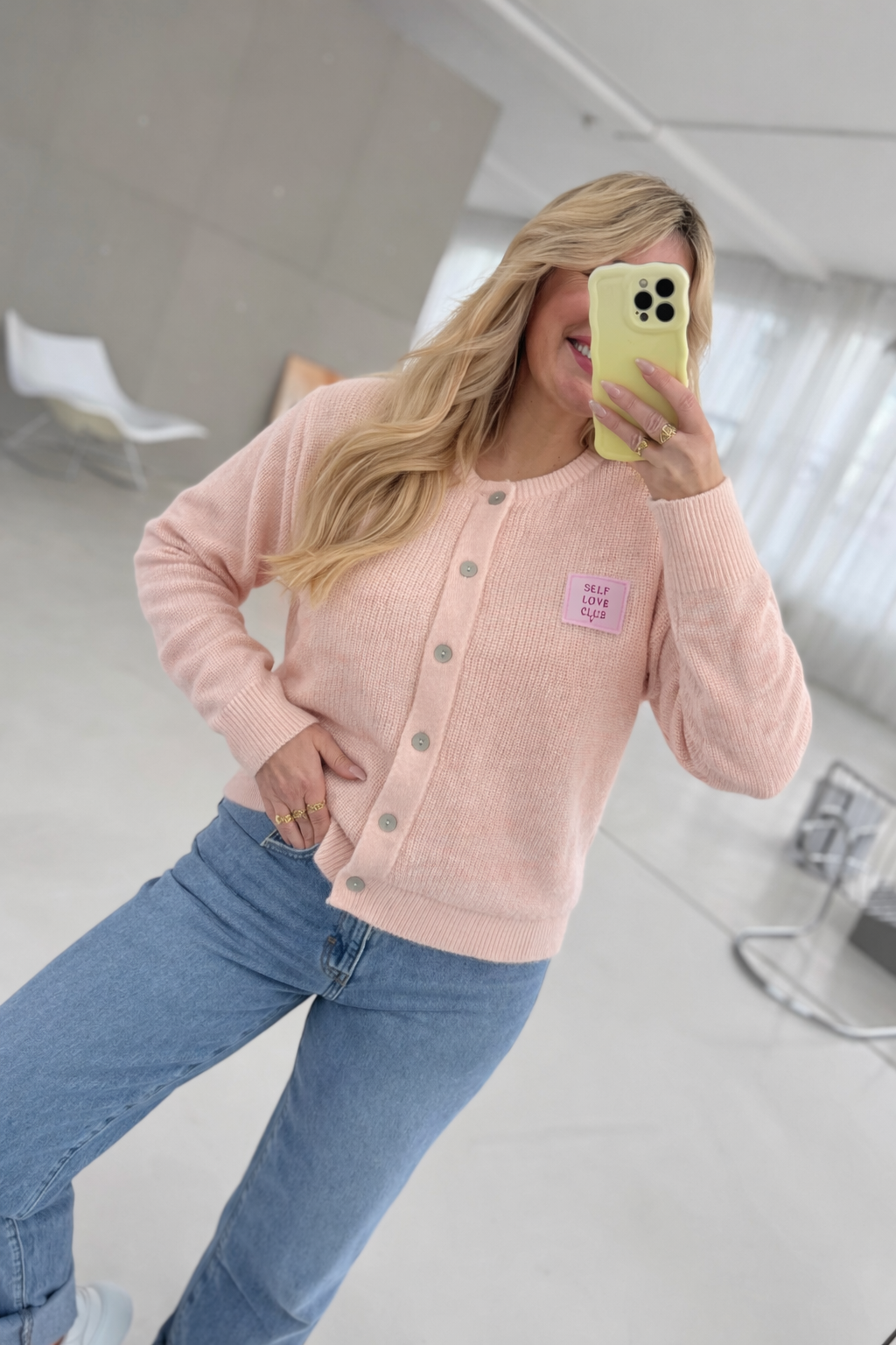 Strickjacke rosa Selflove