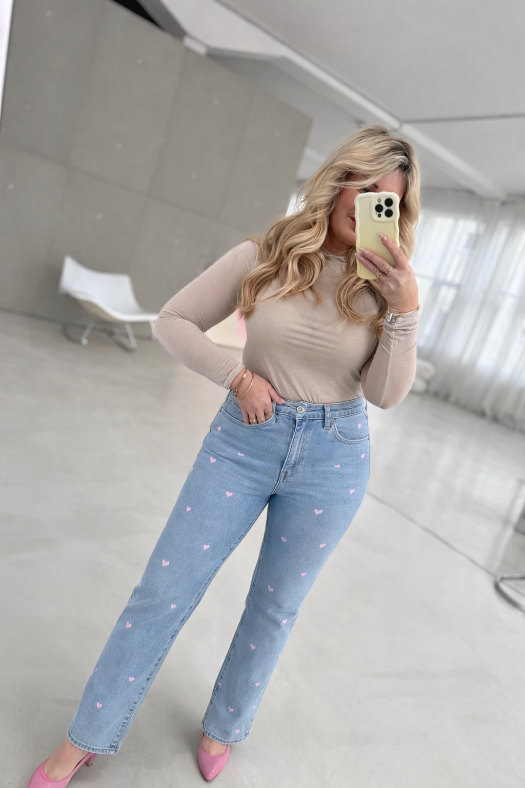 Stretch Mom Jeans pink Heart RD3388