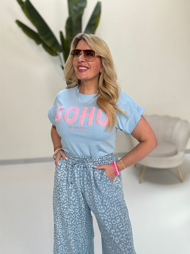 Statement Shirt blau SOHO rosa