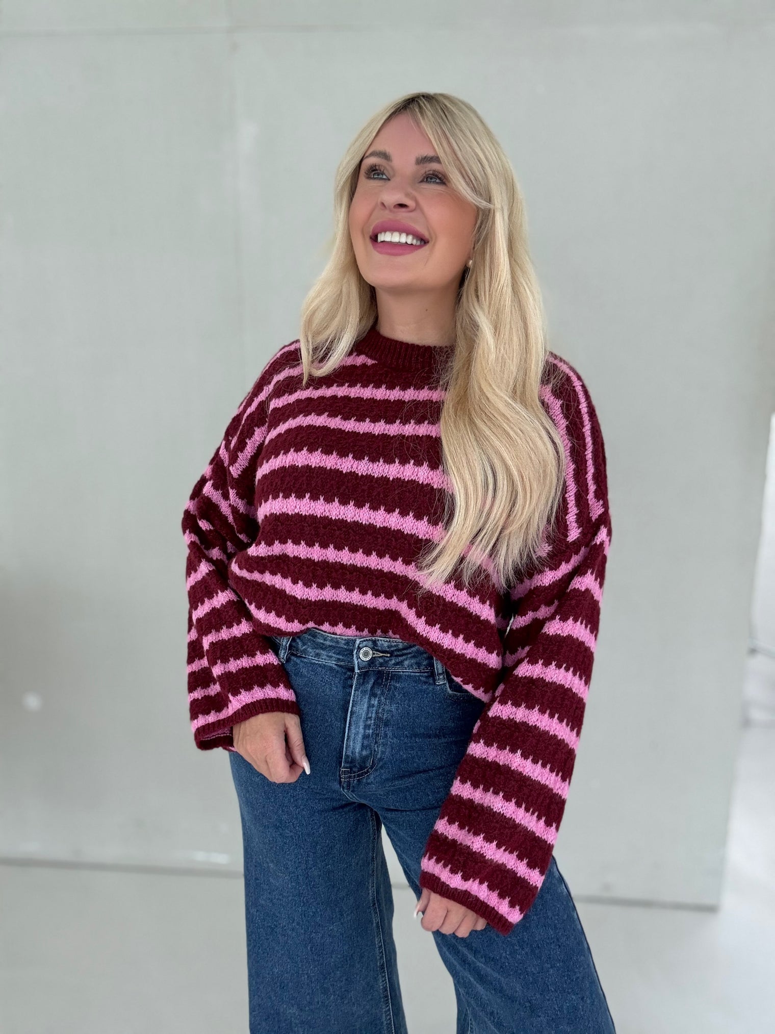 Pullover STRIPE ROMANCE burgundy meets pink