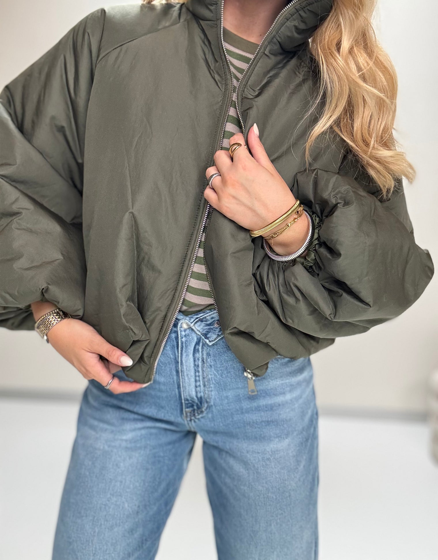 Jacke PUFFY POWER mit Reißverschluss grün