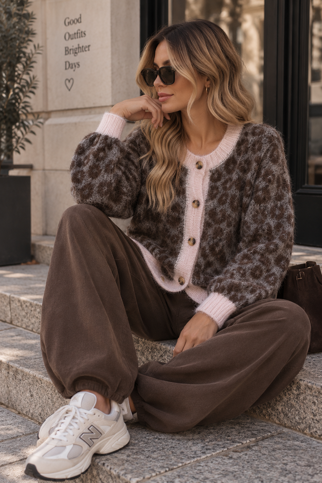Strickjacke taupe WILD&COZY taupe rosa