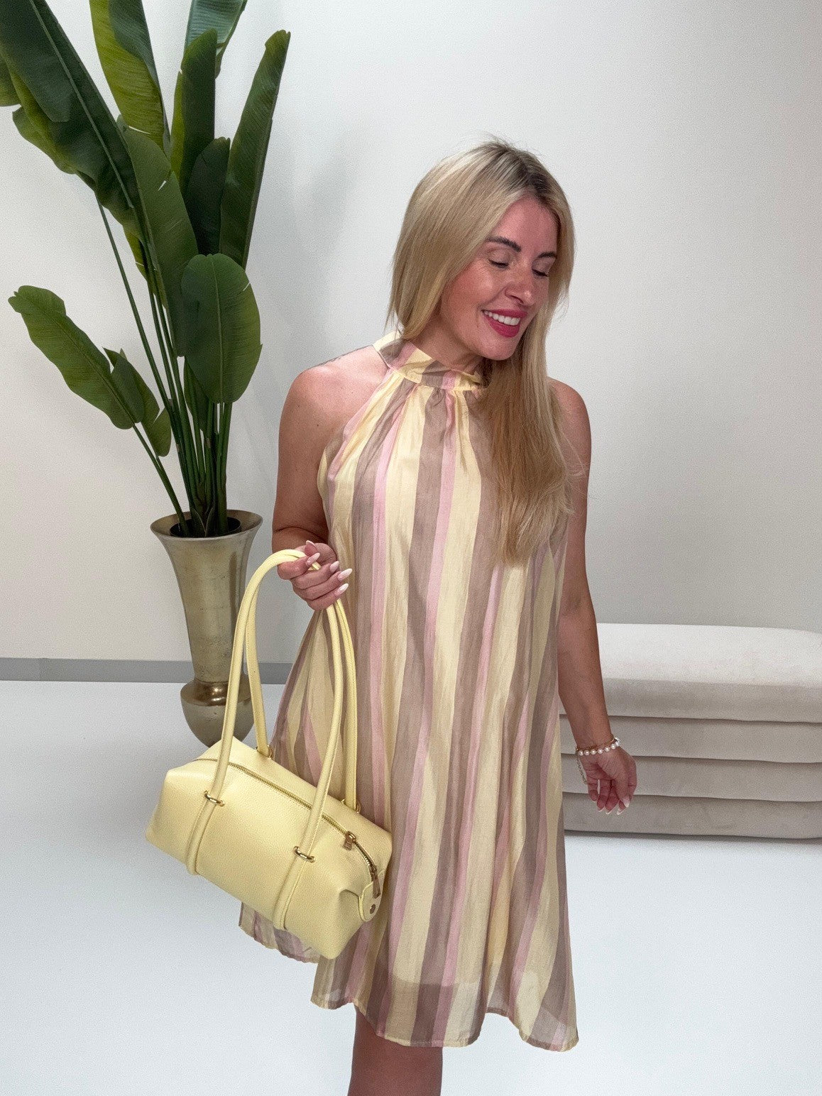 Kleid Grace Stripes rose/taupe/gelb