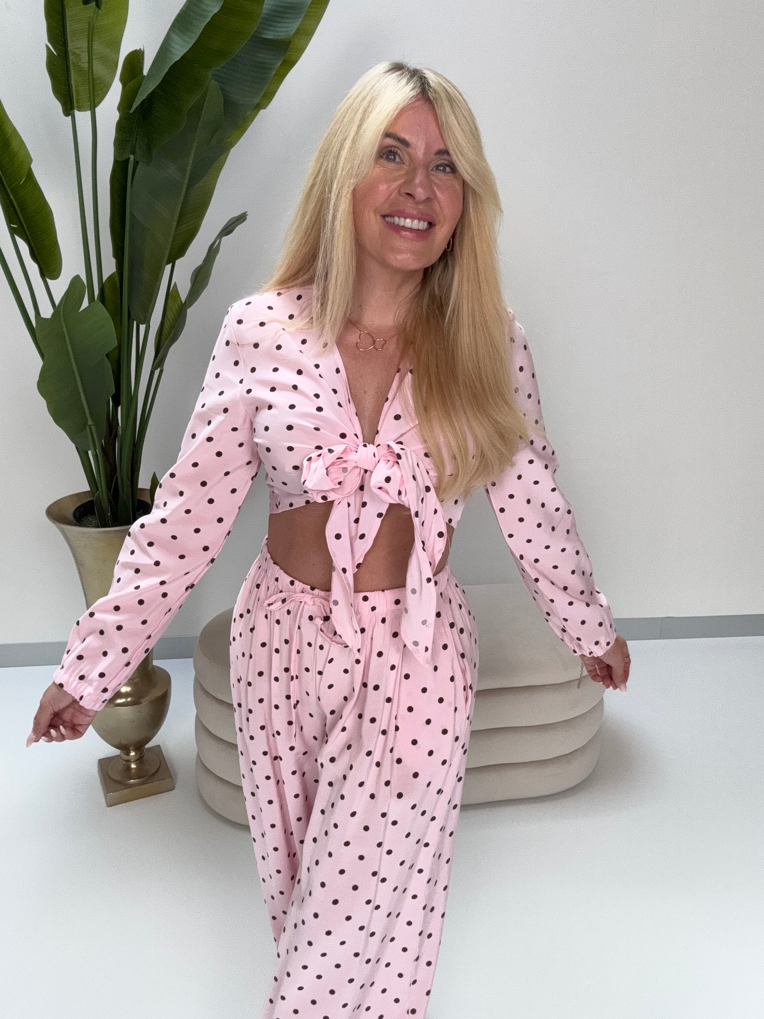 Bindebluse POLKA DOTS LOVE hellrosa/coffee