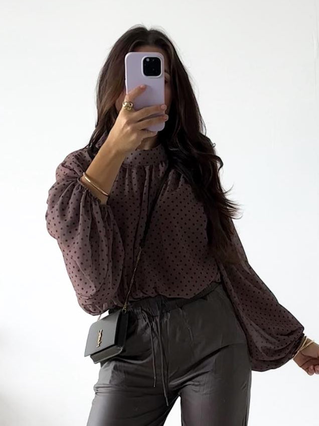 Bluse chocolate LITTLE POLKA DOTS dark