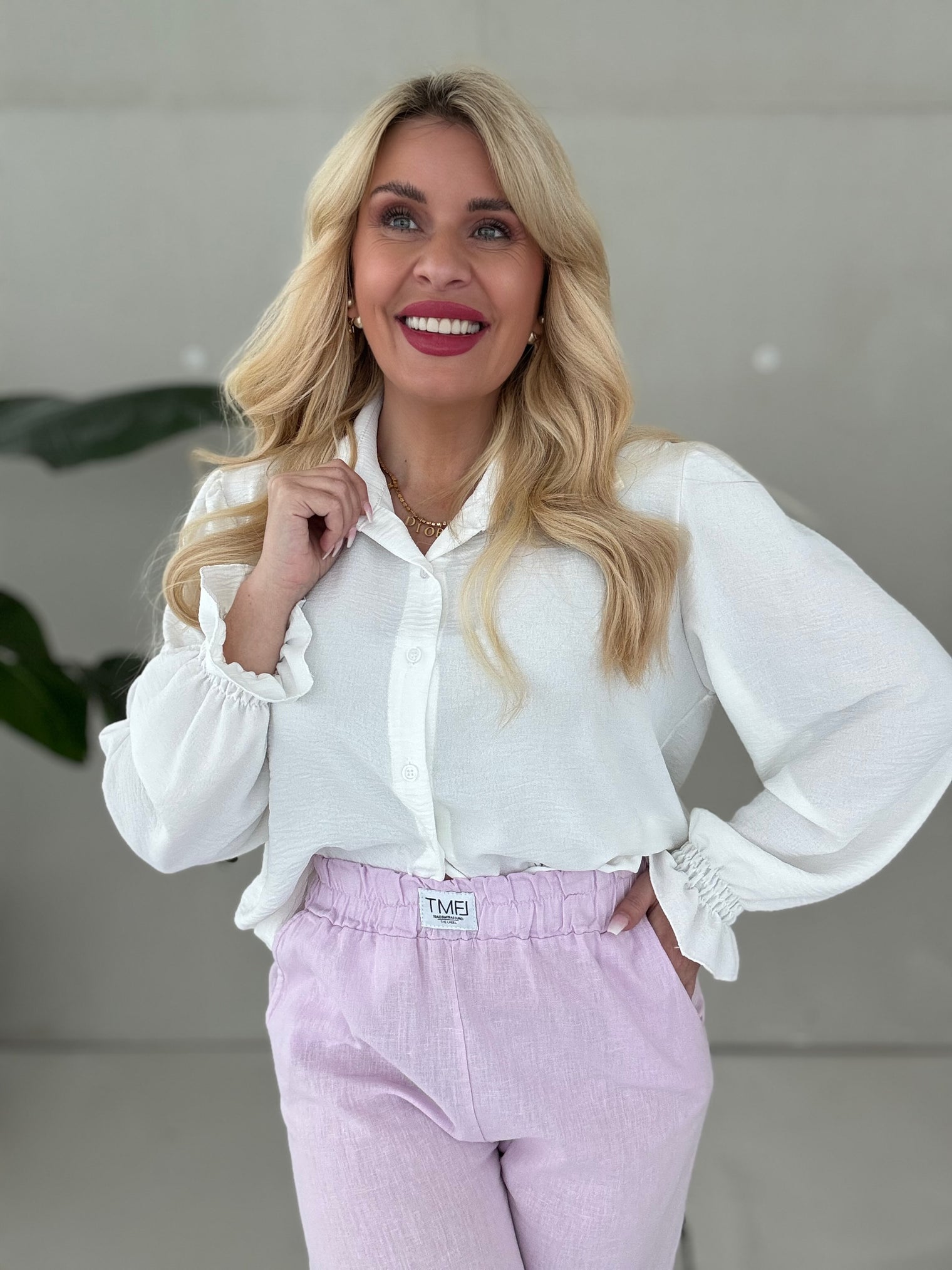 Klassiker Bluse Knopfleiste weiß