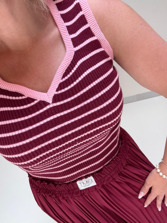Ripp Top burgundy/rosa