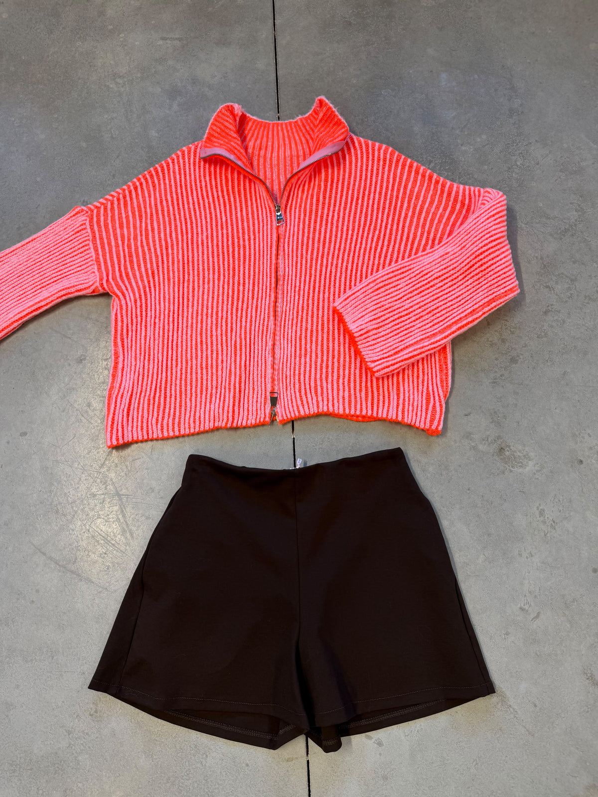 Strickjacke ZIPPER STRIPES rosa/orange