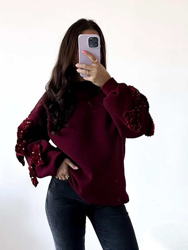 Sweater burgundy SPARKLE BOWS