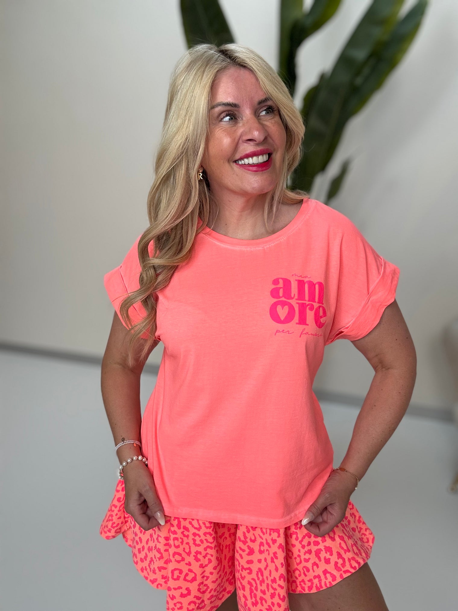 Statement Shirt AMORE peach mit Rückenprint