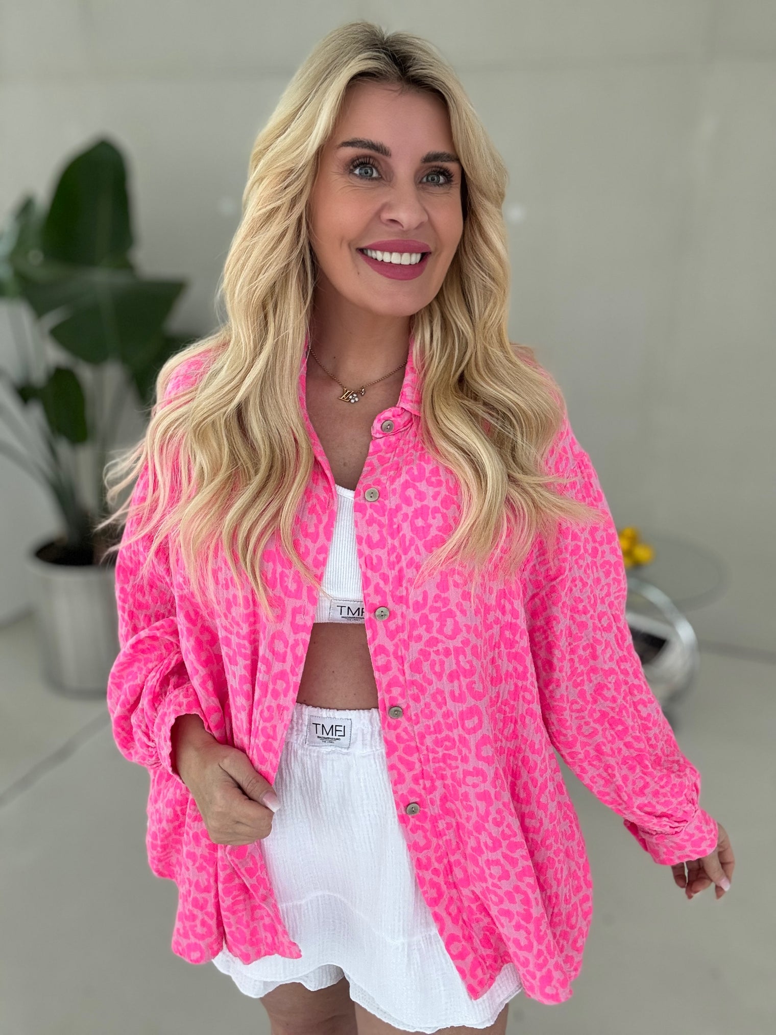 Musselin Bluse rosa LEO LOVER electric pink