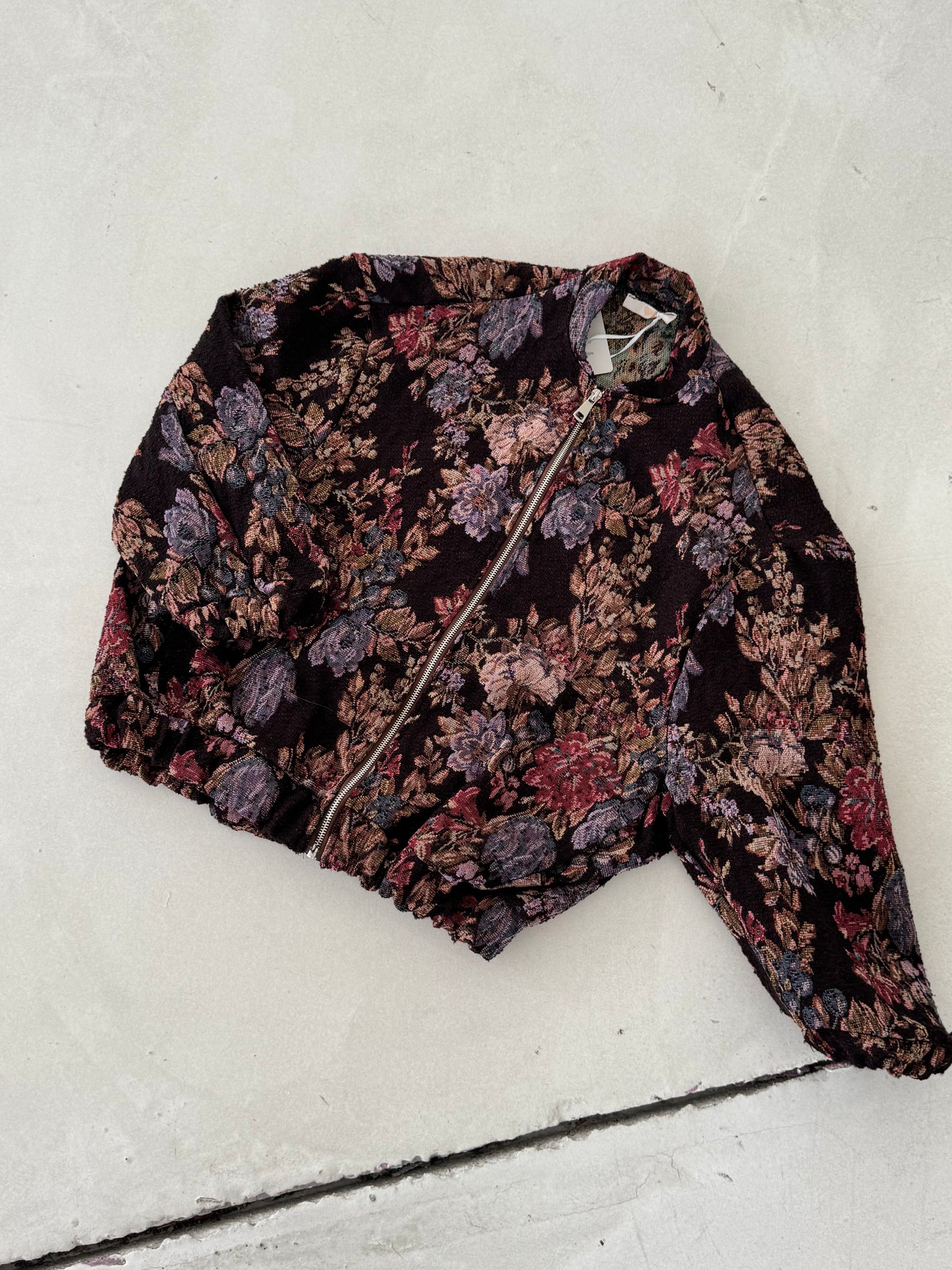Bomberjacke ROMANTIC FLOWER GARDEN dark brown