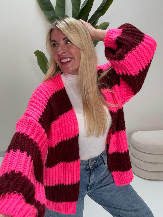 Strickjacke ONLY COZY VIBES pink/cherrybraun