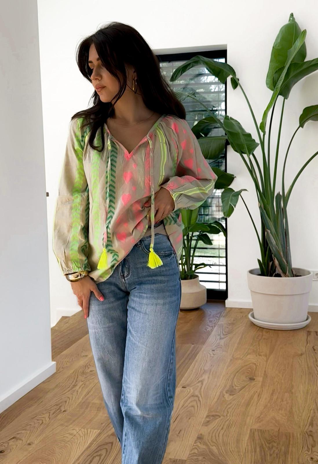 Bluse taupe/multi GYPSY NEON GLOW