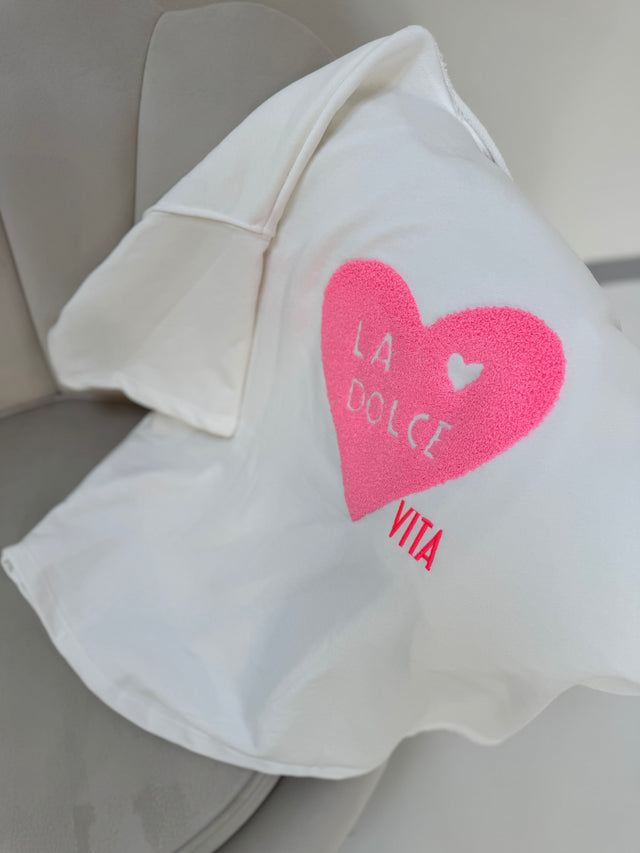 Sweatshirt kurzarm mit Rückenprint La Dolce Vita weiß