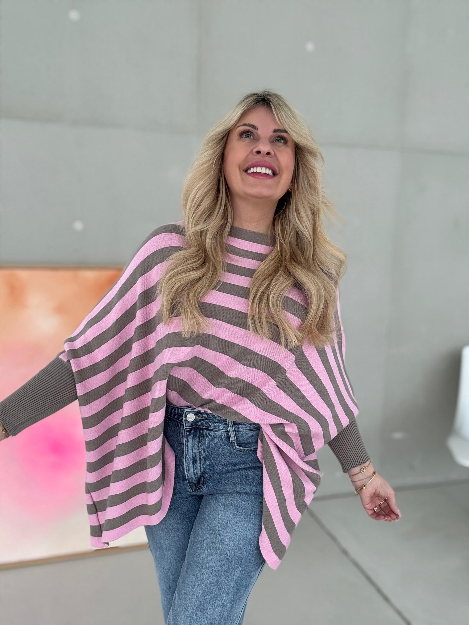 Pullover rose/taupe OVERSIZE STRIPE POWER