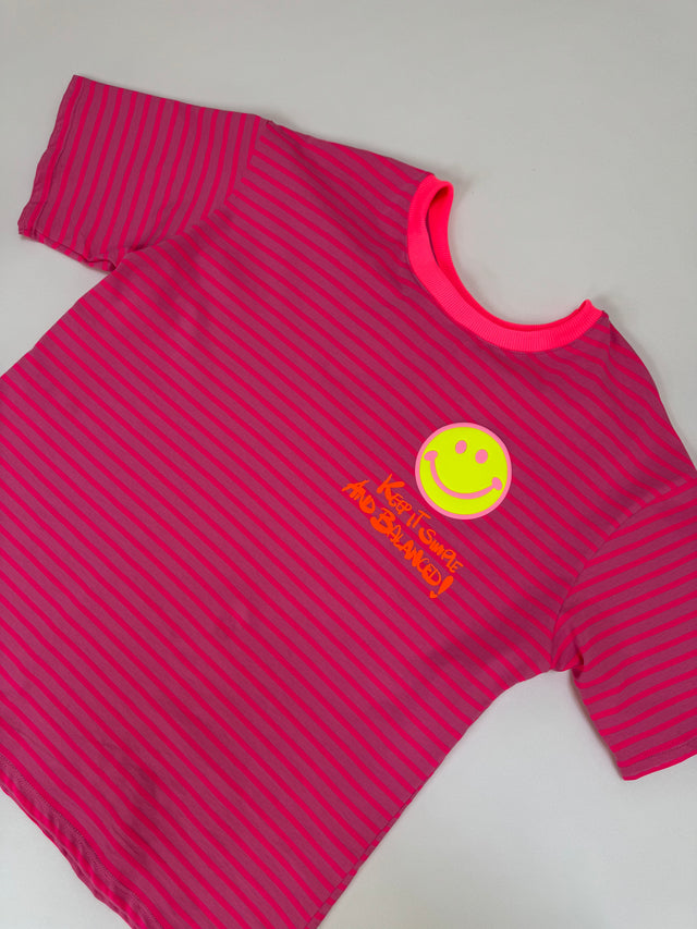 Gestreiftes Baumwoll Shirt KEEP IT SIMPLE fuchsia/pink