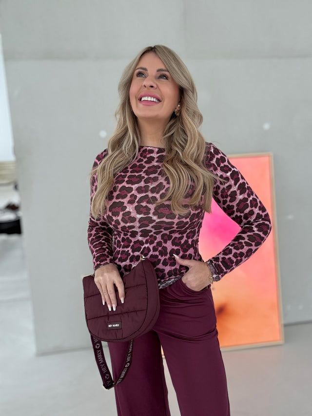 Stretchy Cashmere Langarmshirt LEO pink