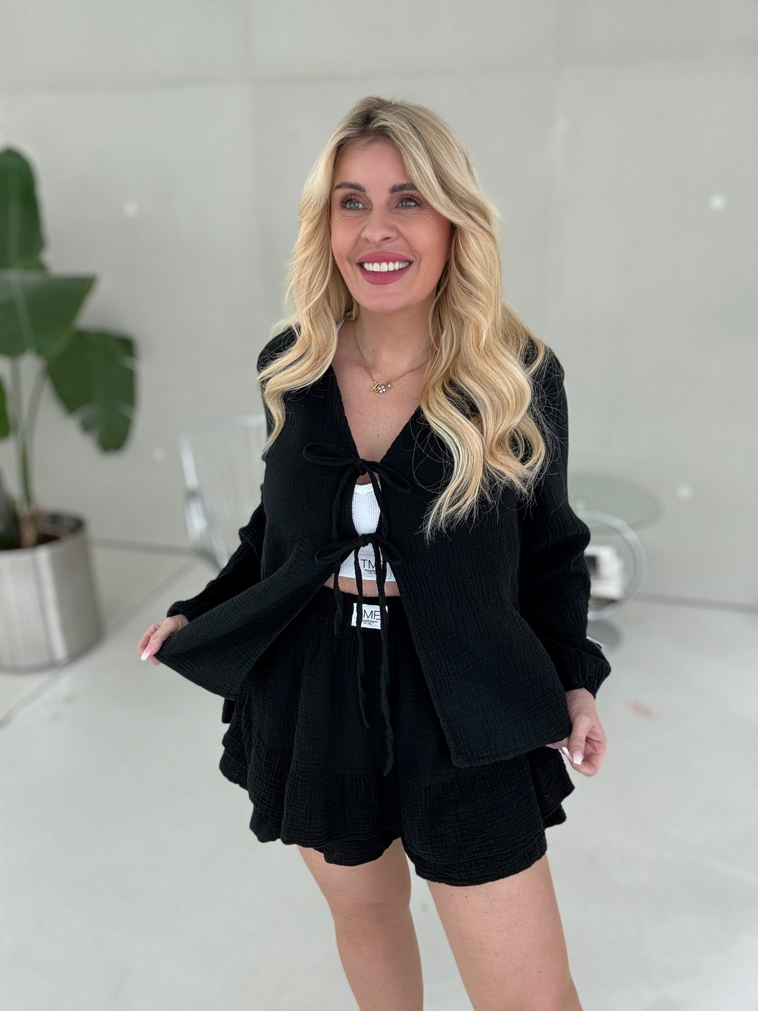 Signature Musselin Hosenrock SCHWARZ mit Patch