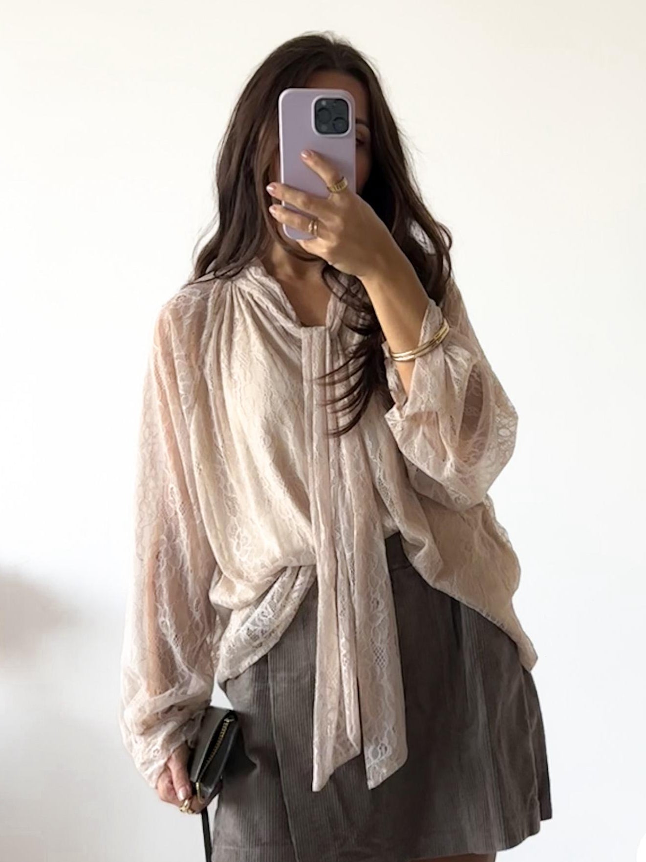 Schluppen Bluse creme LACE ELEGANCE