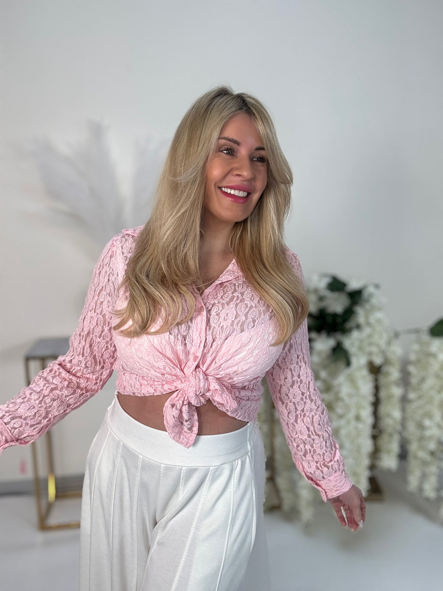 Spitzen Bluse SPRING IS COMING rosa