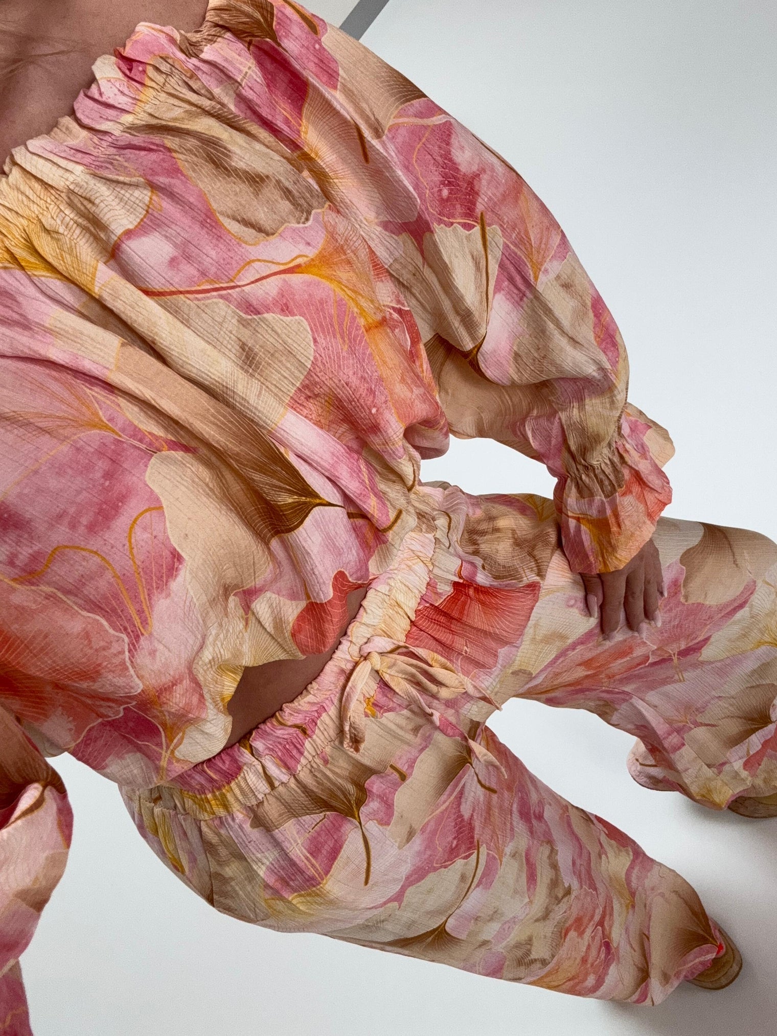 Sommer Hose FLORAL QUEEN beige/creme/rose