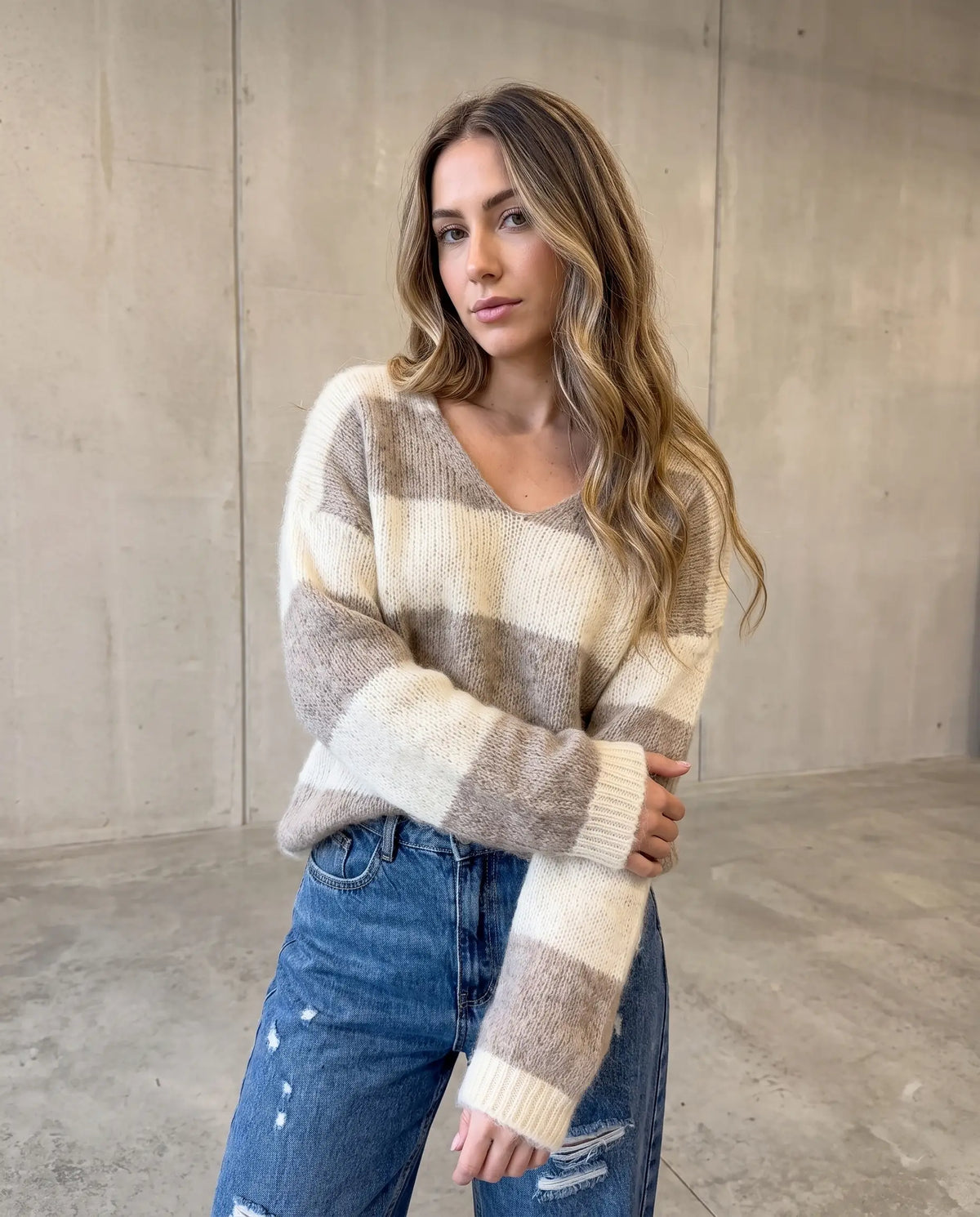 Kuschelweicher Strickpullover mit Alpakaanteil beige/creme