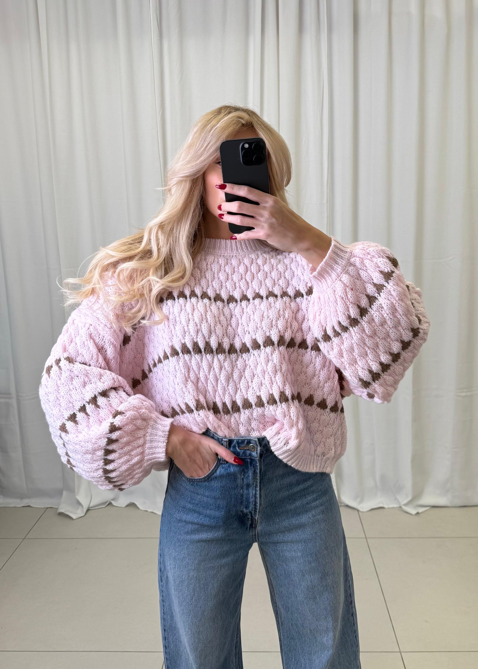 Pullover rosa/coffee PUFFY Stripes