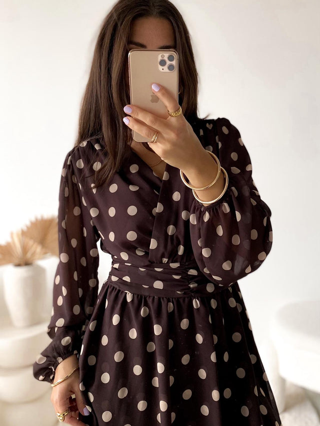 Kleid LOVELY POLKA DOTS dark coffee