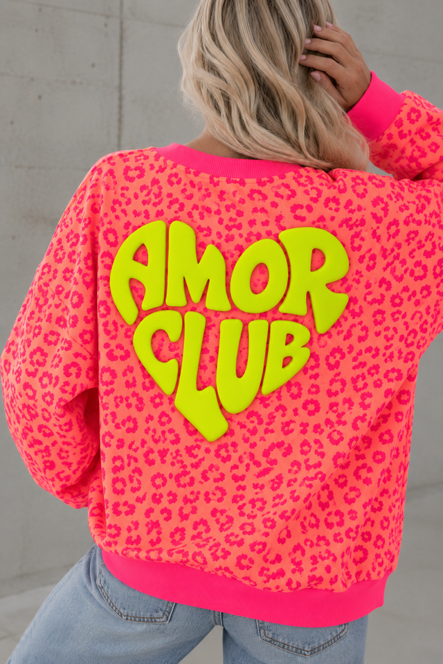 Sweater mit Rückenprint AMOR CLUB peach leo