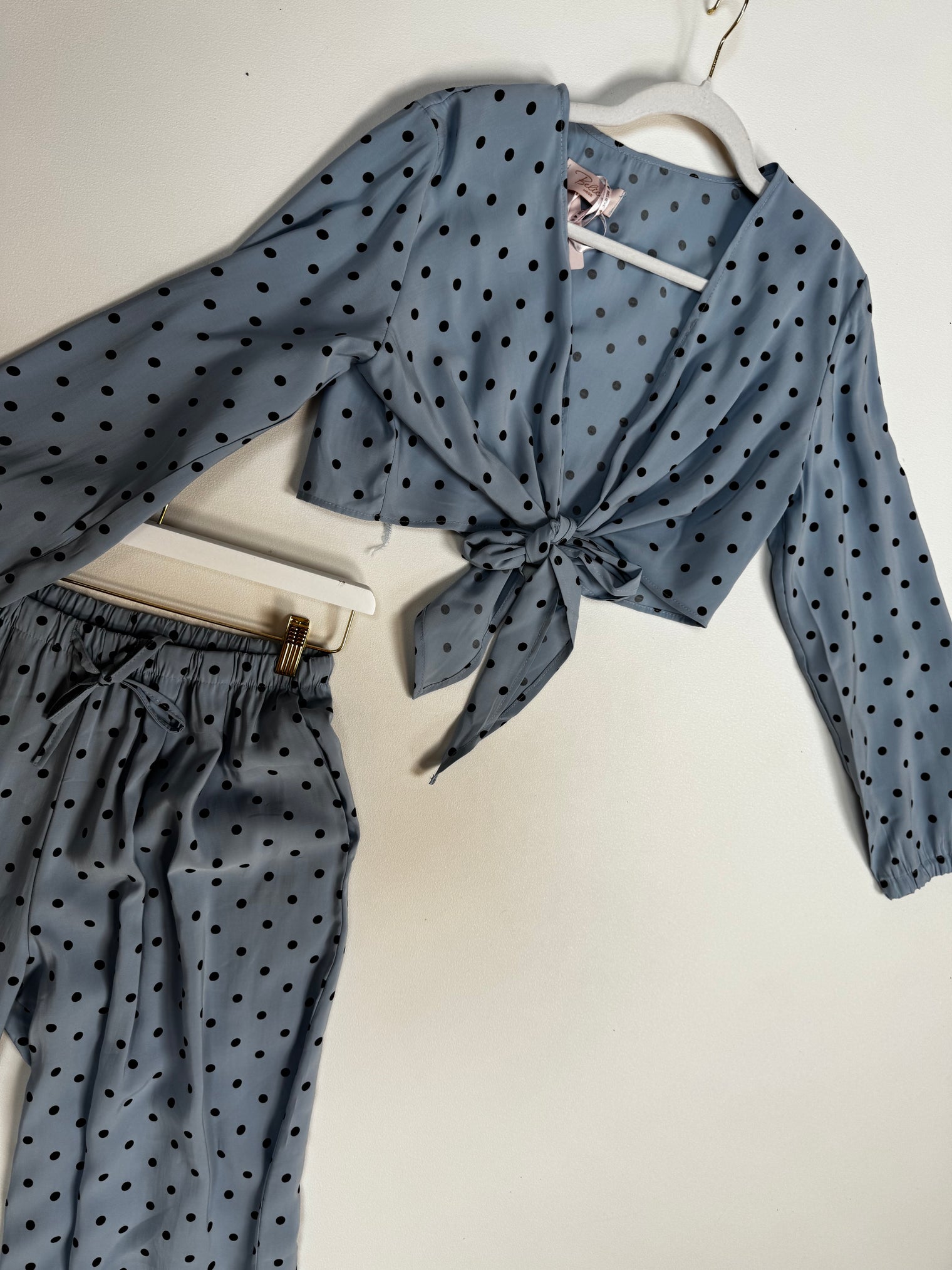 Bindebluse POLKA DOTS LOVE himmelblau/blueberry