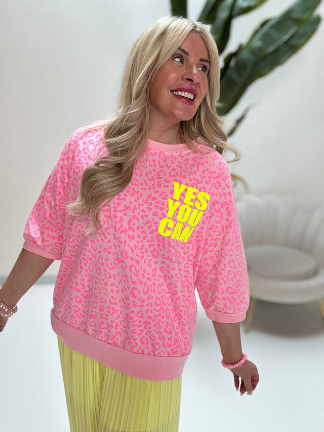Statement Sweatshirt hellrosa YES YOU CAN Leo pink