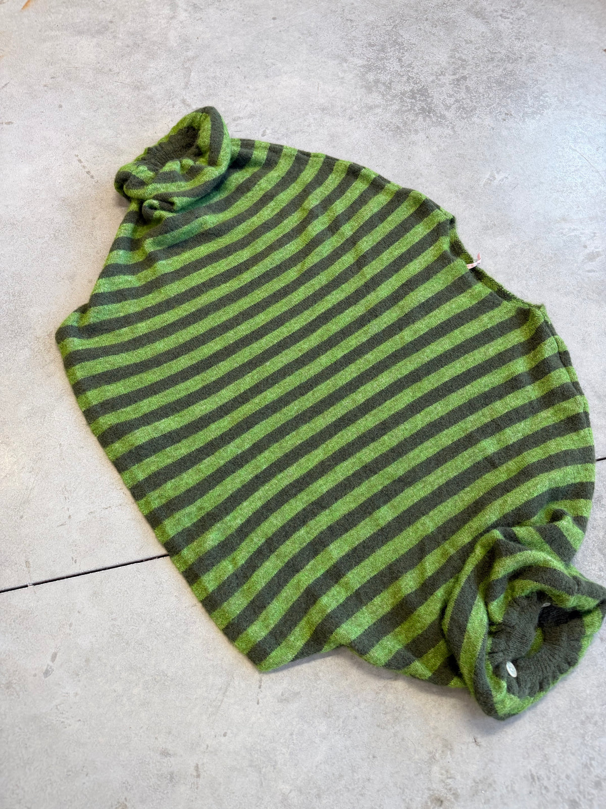 Oversize Strickpullover Stripes mit Alpakaanteil Olive/ Kaki