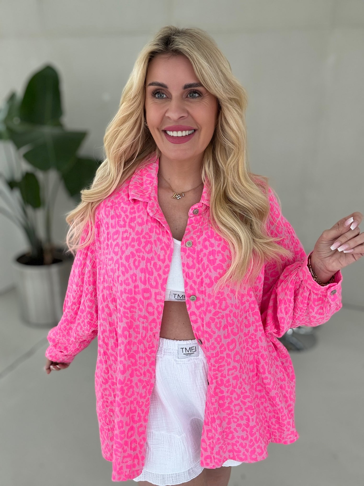 Musselin Bluse rosa LEO LOVER electric pink