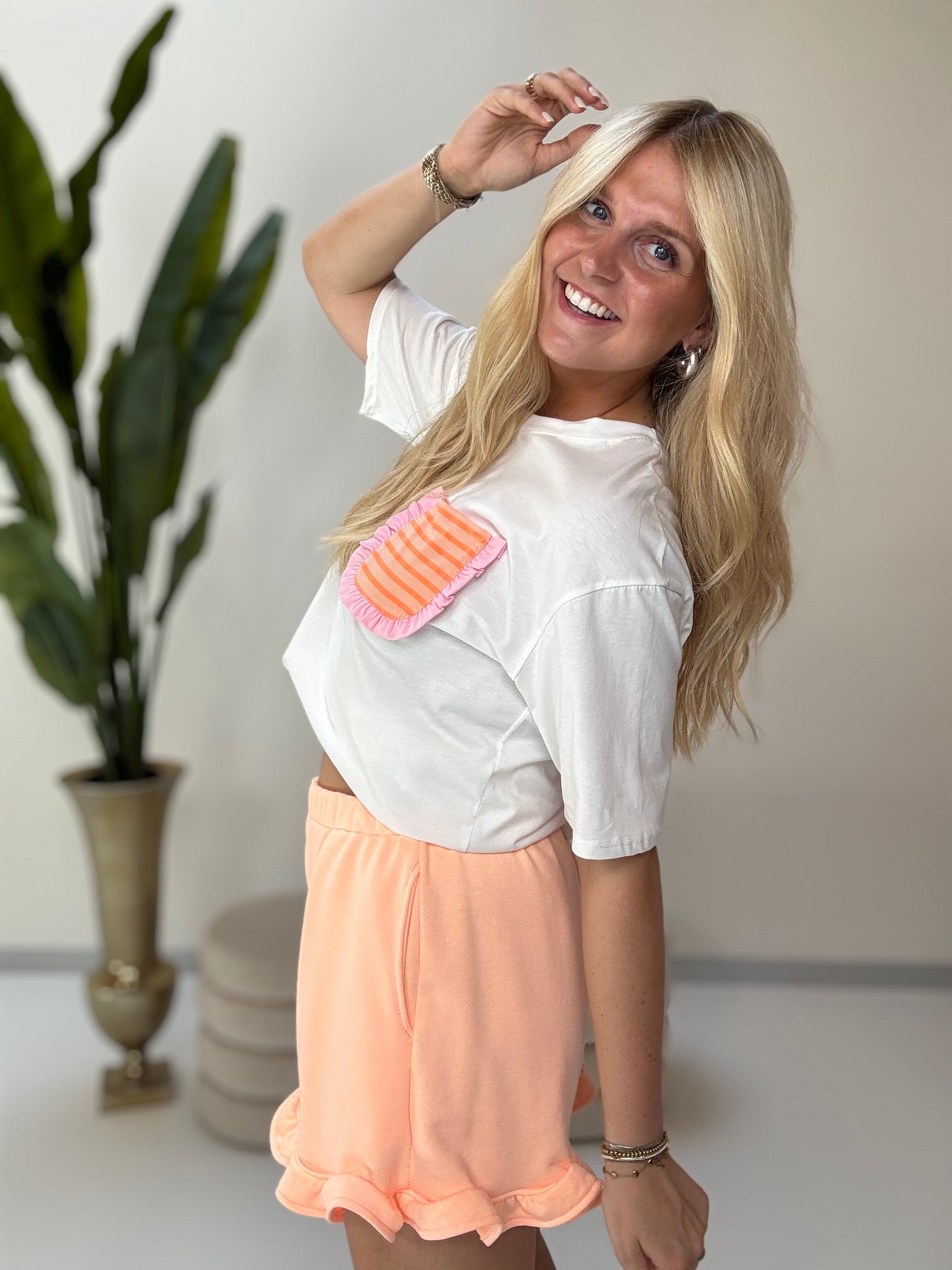 Sommer Shorts mit Volants KISS MY VOLANTS soft peach