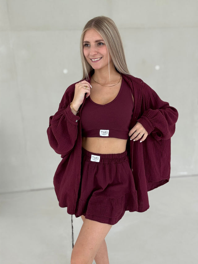 Musselin Hosenrock BURGUNDY mit Patch