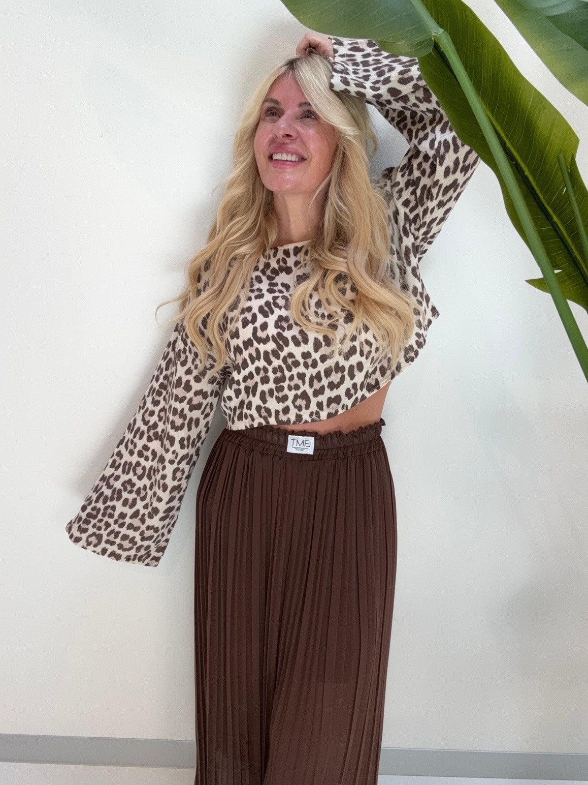 Cropped Musselin Oberteil MUSSELIN MUST-HAVE LEO beige/braun