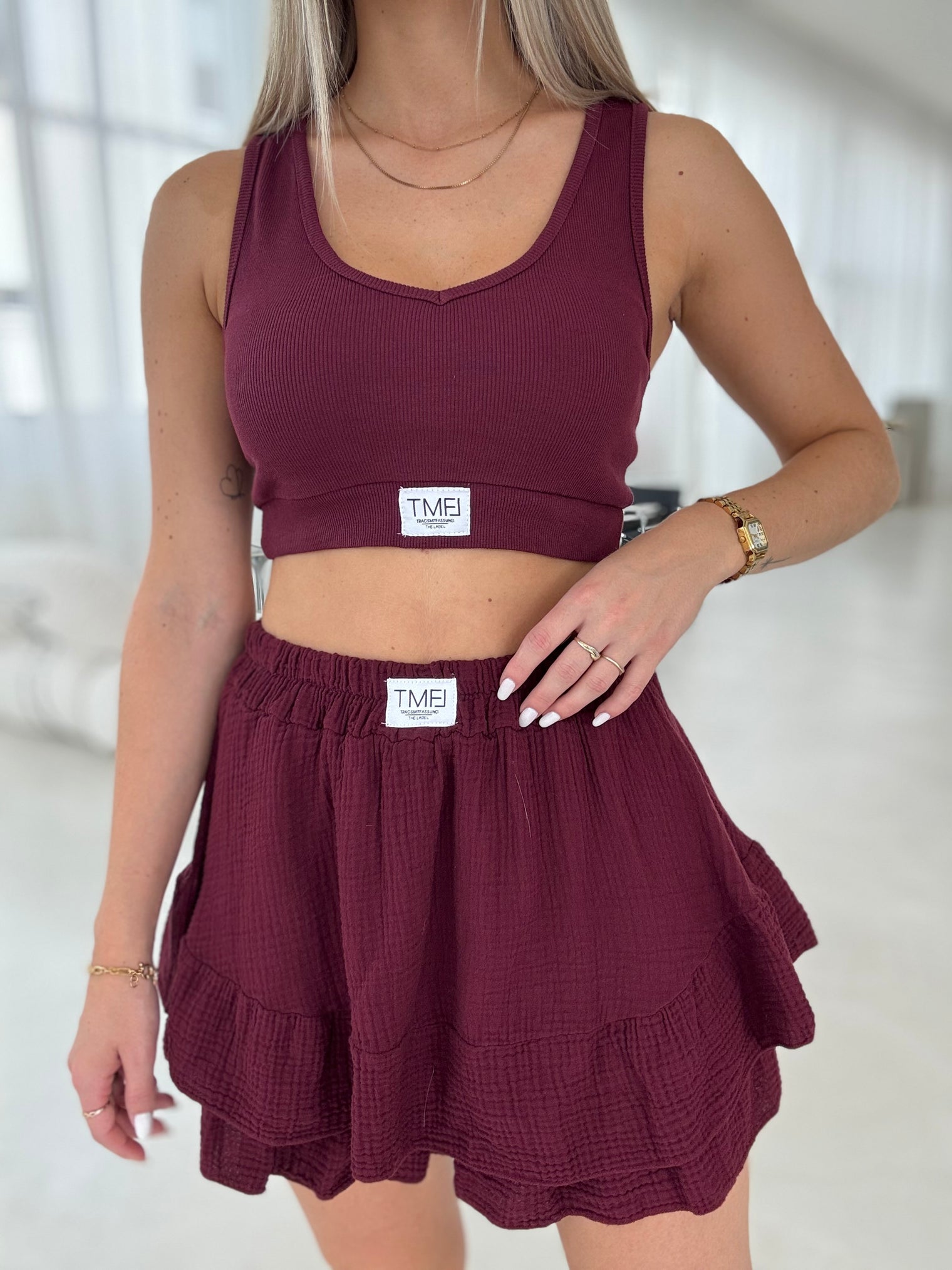 Musselin Hosenrock BURGUNDY mit Patch