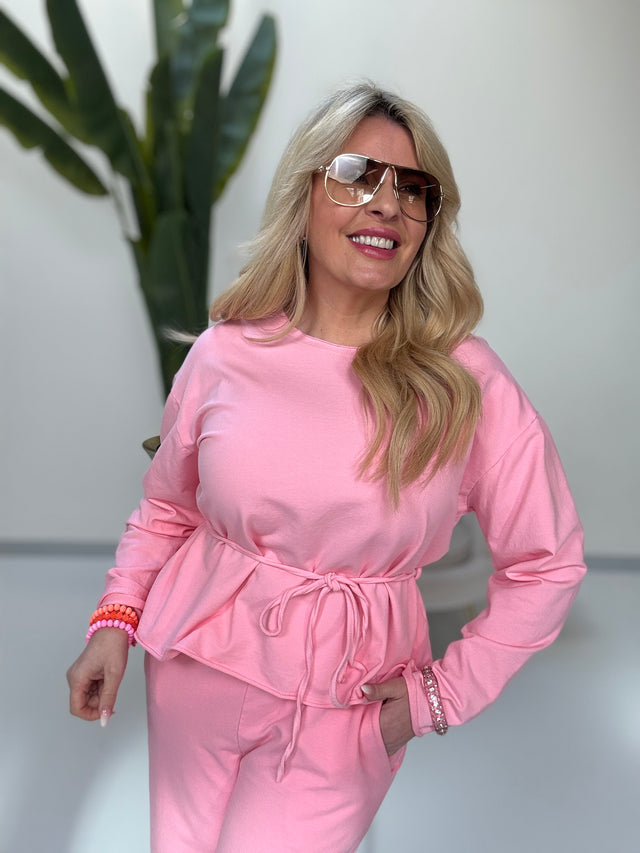 Langarmshirt mit Bindeband buttermilk rosa