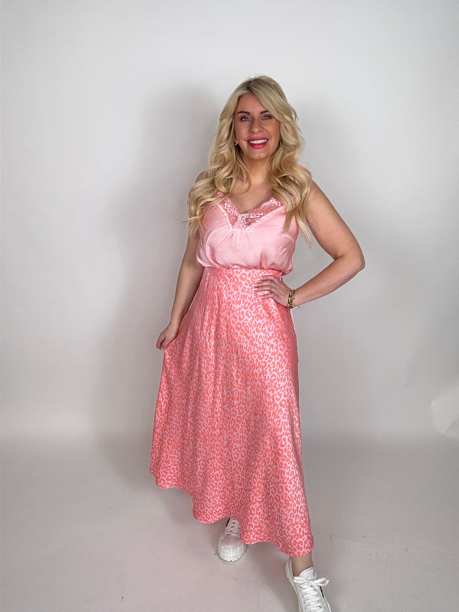 Rock mit Seide Leo neon Peach