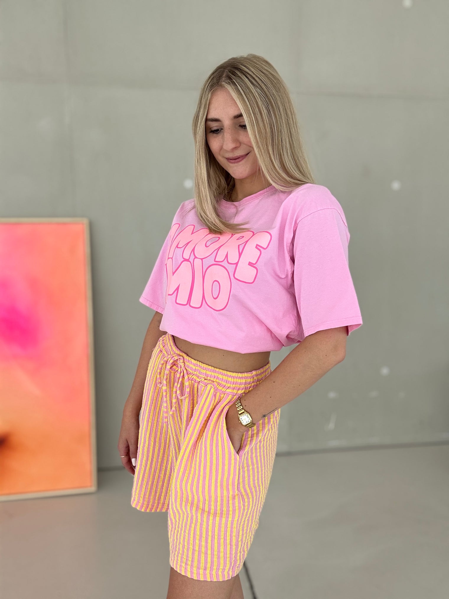 Stylische Musselin Short ZARTE STREIFEN